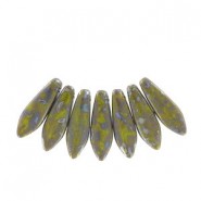 Abalorios de cristal checo Dagas de Bohemia 16mm - Opaque green picasso